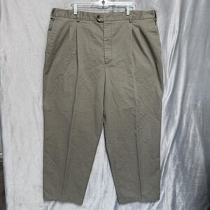 Norsport Pants Mens 44x30 Khaki 100% Cotton Pleated Front Chino Casual